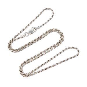 Vintage Italy Sterling Silver 925 1.7mm Rope Chain Necklace 17.75"